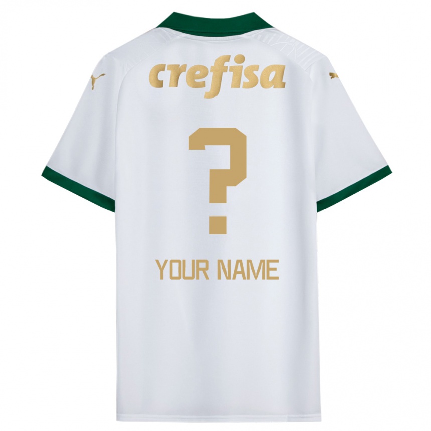 Enfant Football Maillot Votre Nom #0 Blanc Vert Tenues Extérieur 2024/25