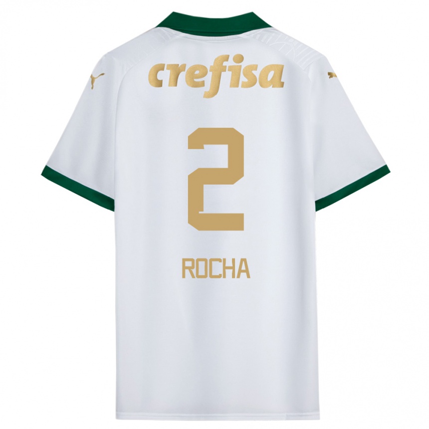 Enfant Football Maillot Marcos Rocha #2 Blanc Vert Tenues Extérieur 2024/25