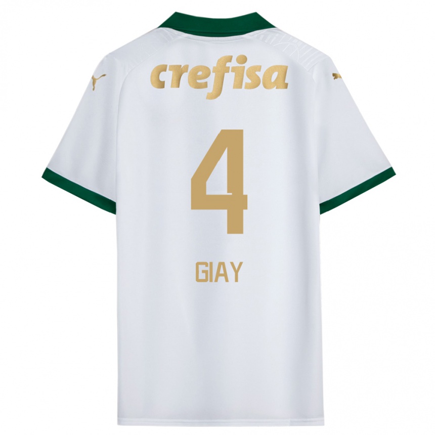 Enfant Football Maillot Agustín Giay #4 Blanc Vert Tenues Extérieur 2024/25