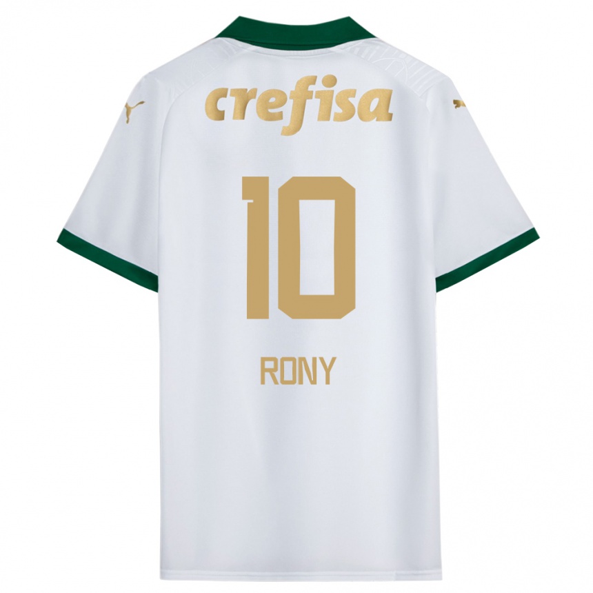 Enfant Football Maillot Rony #10 Blanc Vert Tenues Extérieur 2024/25