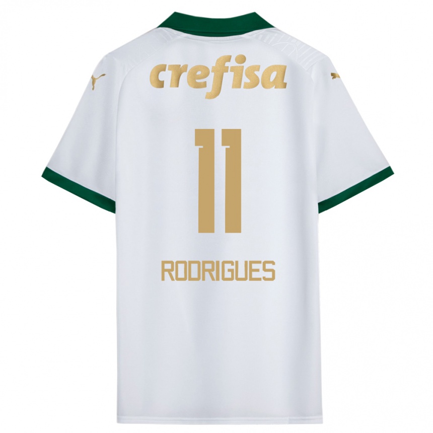 Enfant Football Maillot Bruno Rodrigues #11 Blanc Vert Tenues Extérieur 2024/25