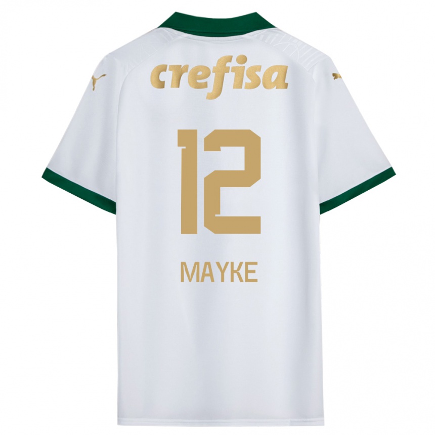 Enfant Football Maillot Mayke #12 Blanc Vert Tenues Extérieur 2024/25