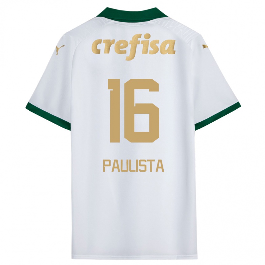 Enfant Football Maillot Caio Paulista #16 Blanc Vert Tenues Extérieur 2024/25