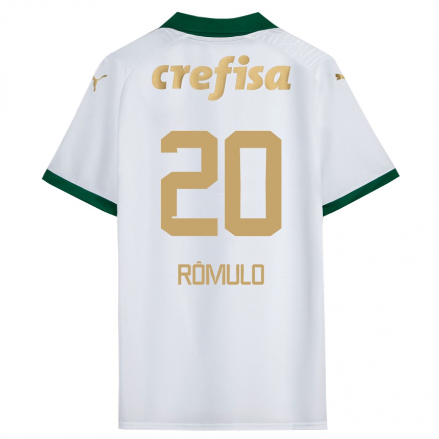 Enfant Football Maillot Rômulo #20 Blanc Vert Tenues Extérieur 2024/25