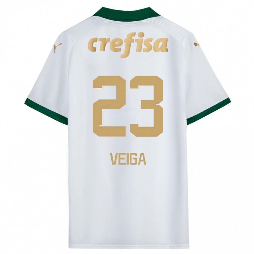 Enfant Football Maillot Raphael Veiga #23 Blanc Vert Tenues Extérieur 2024/25