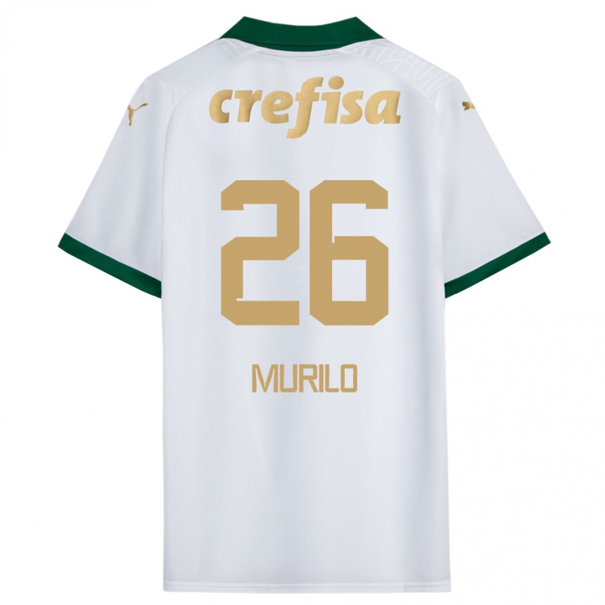 Enfant Football Maillot Murilo #26 Blanc Vert Tenues Extérieur 2024/25