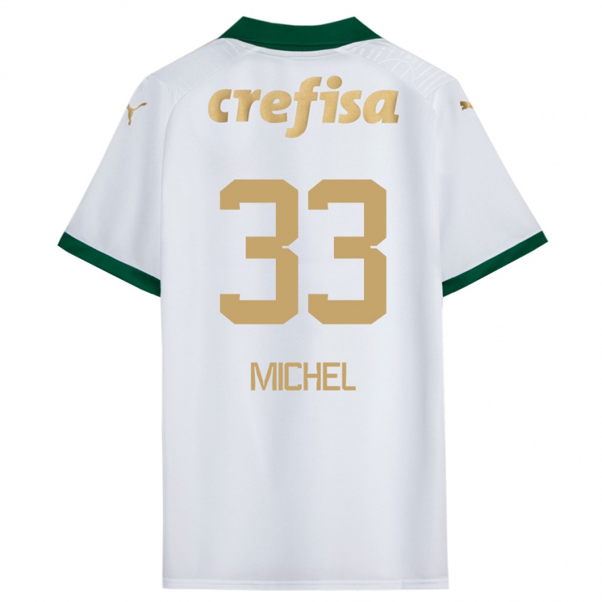 Enfant Football Maillot Michel #33 Blanc Vert Tenues Extérieur 2024/25