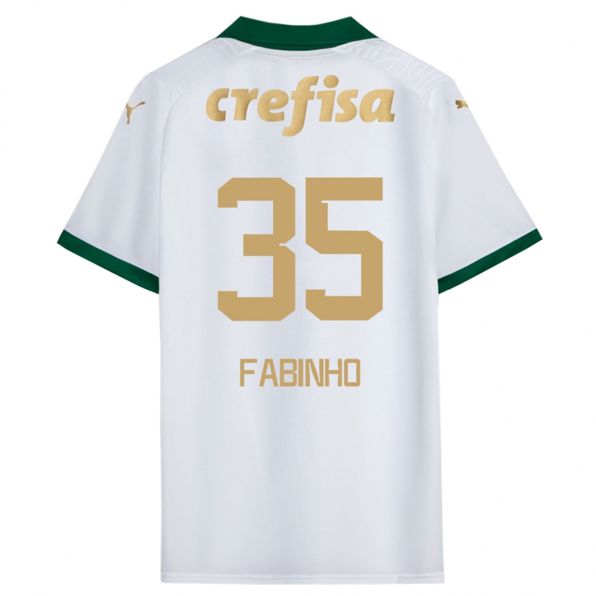 Enfant Football Maillot Fabinho #35 Blanc Vert Tenues Extérieur 2024/25