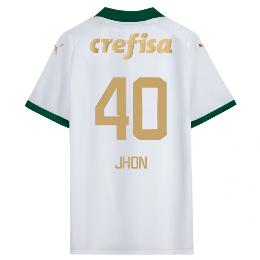 Enfant Football Maillot Jhon Jhon #40 Blanc Vert Tenues Extérieur 2024/25