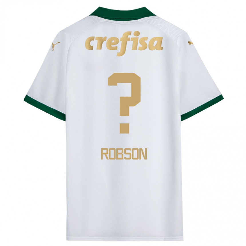 Enfant Football Maillot Robson #0 Blanc Vert Tenues Extérieur 2024/25