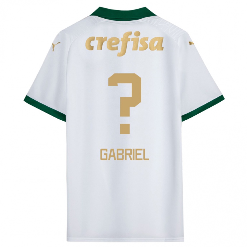 Enfant Football Maillot Arthur Gabriel #0 Blanc Vert Tenues Extérieur 2024/25