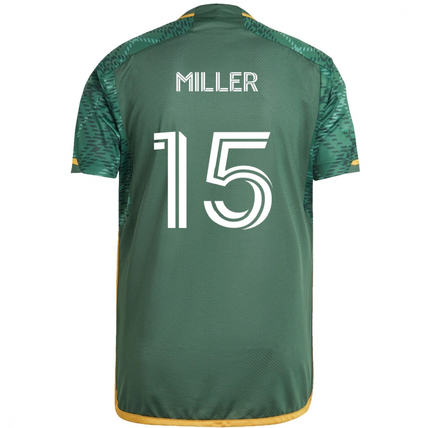 Homme Football Maillot Eric Miller #15 Vert Orange Tenues Domicile 2024/25