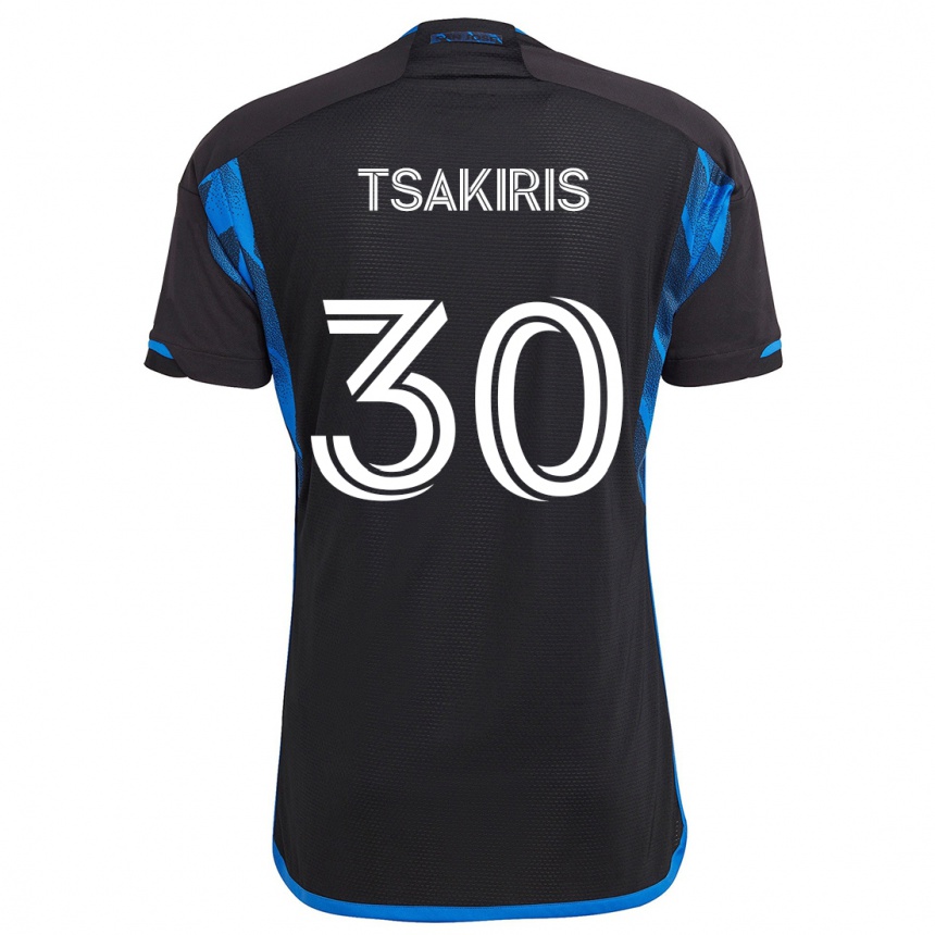 Homme Football Maillot Niko Tsakiris #30 Bleu Noir Tenues Domicile 2024/25