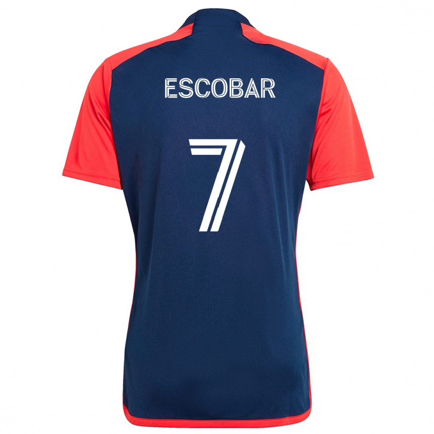 Homme Football Maillot Olger Escobar #7 Bleu Rouge Tenues Domicile 2024/25