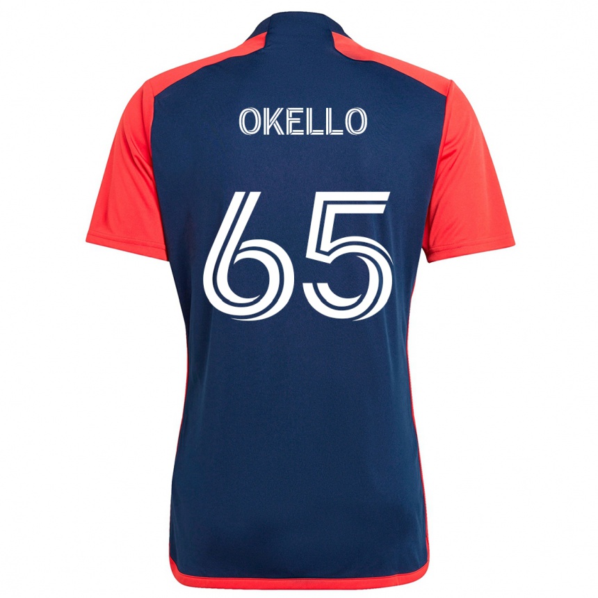 Homme Football Maillot Noble Okello #65 Bleu Rouge Tenues Domicile 2024/25