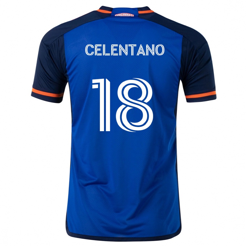 Homme Football Maillot Roman Celentano #18 Bleu Blanc Tenues Domicile 2024/25