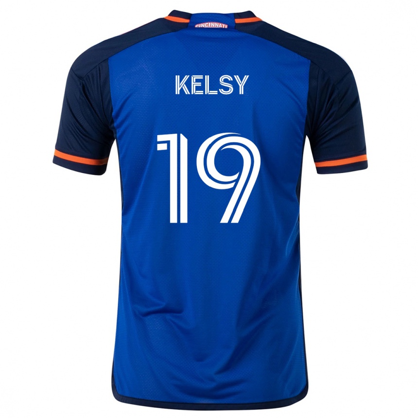 Homme Football Maillot Kevin Kelsy #19 Bleu Blanc Tenues Domicile 2024/25