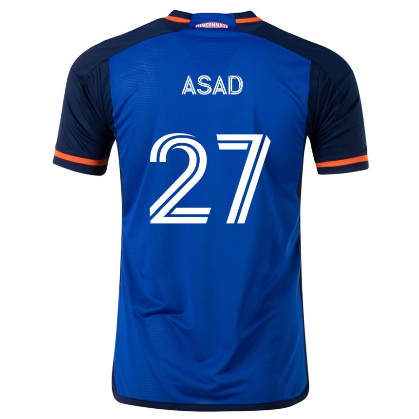 Homme Football Maillot Yamil Asad #27 Bleu Blanc Tenues Domicile 2024/25