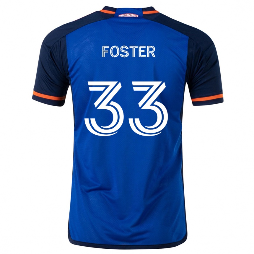 Homme Football Maillot Isaiah Foster #33 Bleu Blanc Tenues Domicile 2024/25