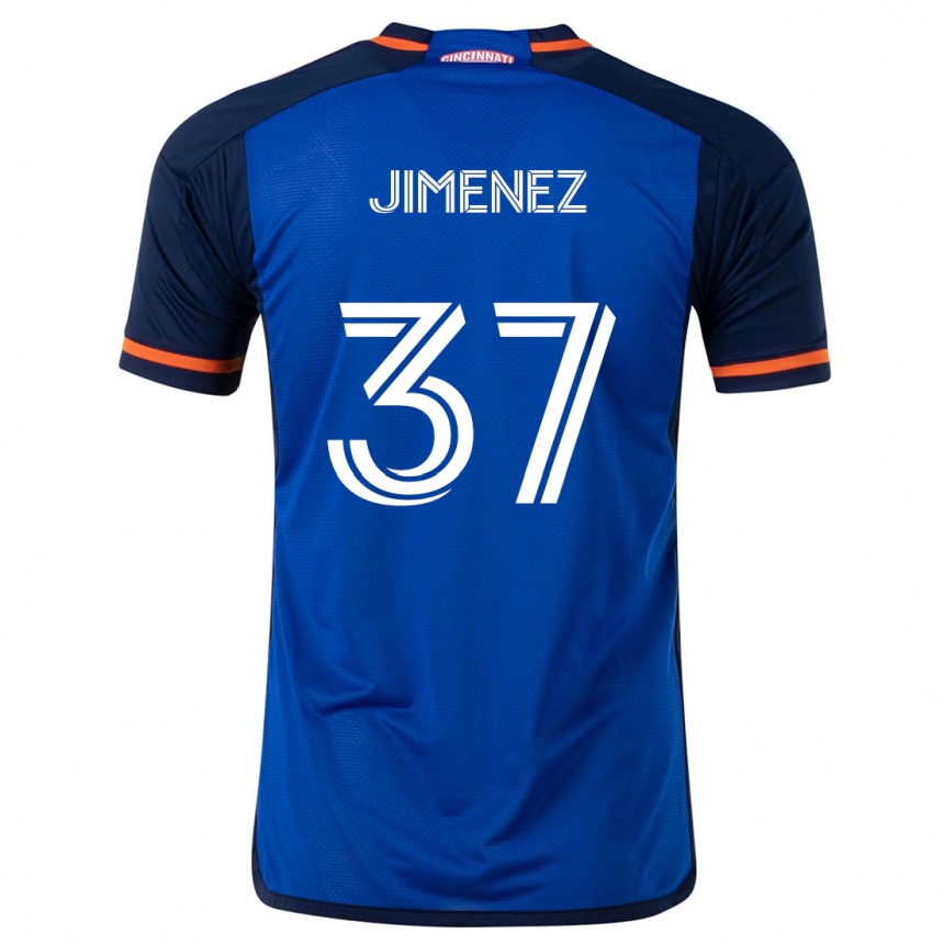 Homme Football Maillot Stiven Jimenez #37 Bleu Blanc Tenues Domicile 2024/25