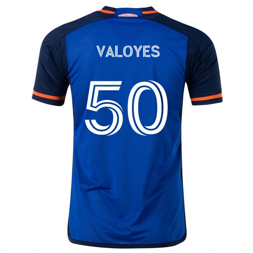 Homme Football Maillot Yeiner Valoyes #50 Bleu Blanc Tenues Domicile 2024/25