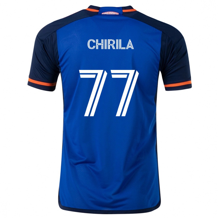 Homme Football Maillot Stefan Chirila #77 Bleu Blanc Tenues Domicile 2024/25