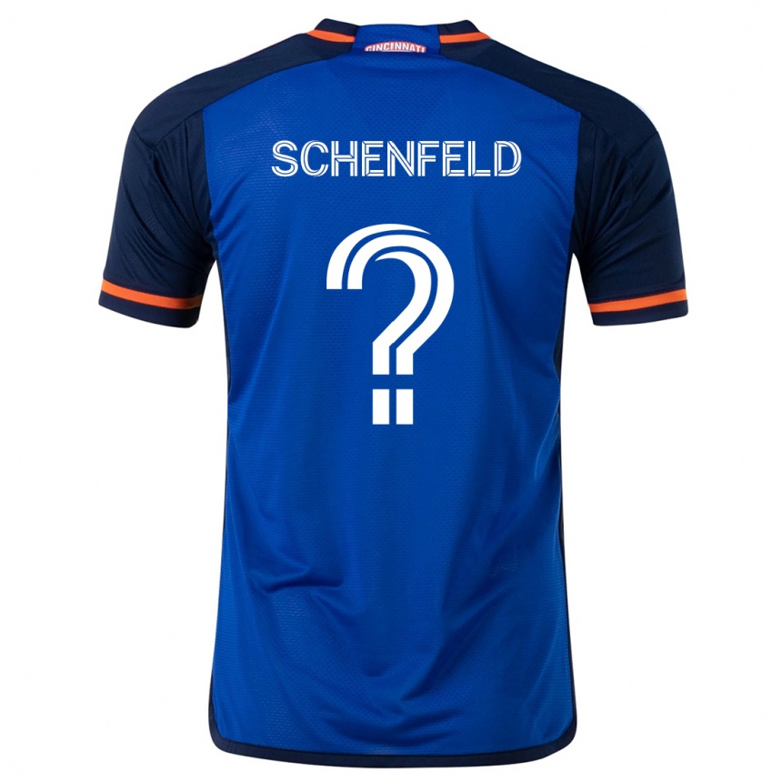 Homme Football Maillot Matthew Schenfeld #0 Bleu Blanc Tenues Domicile 2024/25