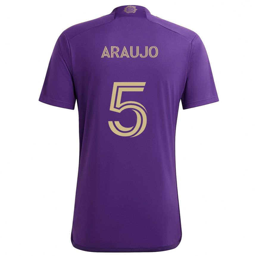 Homme Football Maillot César Araújo #5 Violet Jaune Tenues Domicile 2024/25