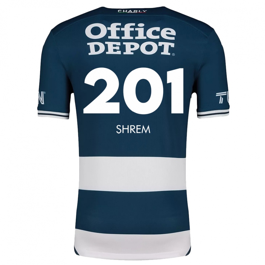 Homme Football Maillot David Shrem #201 Bleu Blanc Tenues Domicile 2024/25