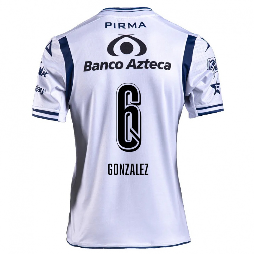 Homme Football Maillot Pablo González #6 Blanc Bleu Marine Tenues Domicile 2024/25