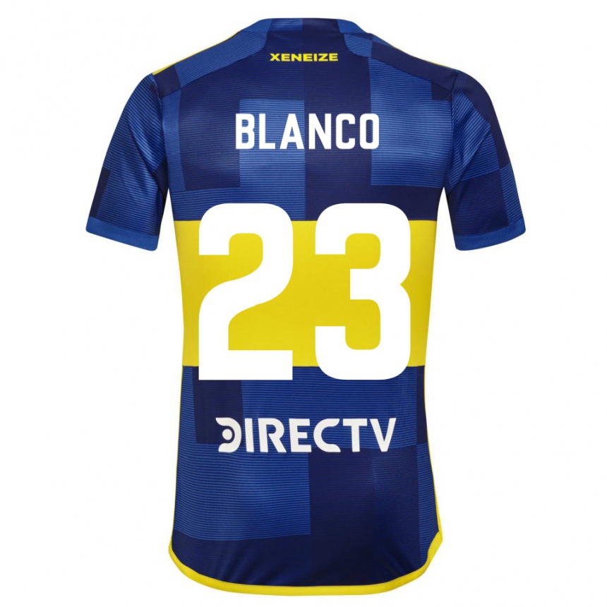 Homme Football Maillot Lautaro Blanco #23 Bleu Jaune Tenues Domicile 2024/25