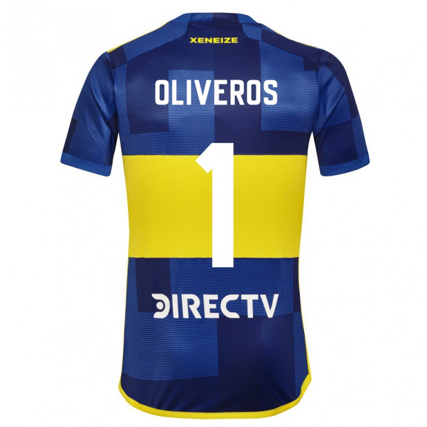 Homme Football Maillot Laurina Oliveros #1 Bleu Jaune Tenues Domicile 2024/25