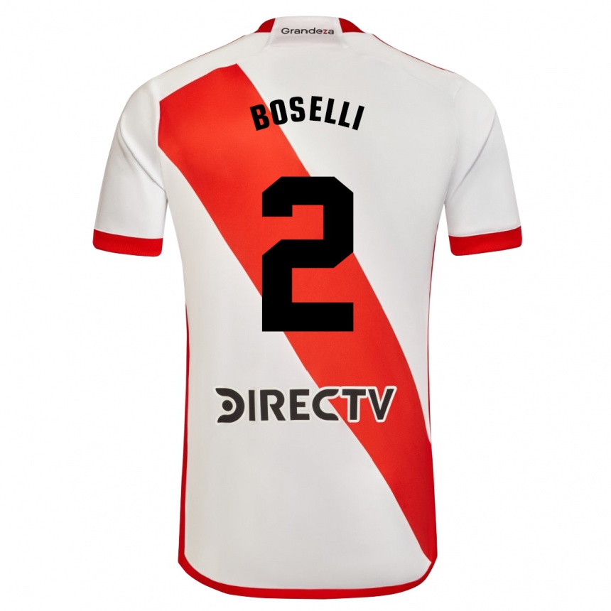 Homme Football Maillot Sebastián Boselli #2 Blanc Rouge Tenues Domicile 2024/25