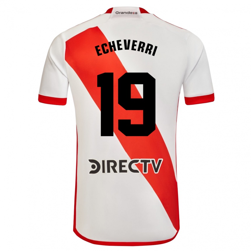 Homme Football Maillot Claudio Echeverri #19 Blanc Rouge Tenues Domicile 2024/25