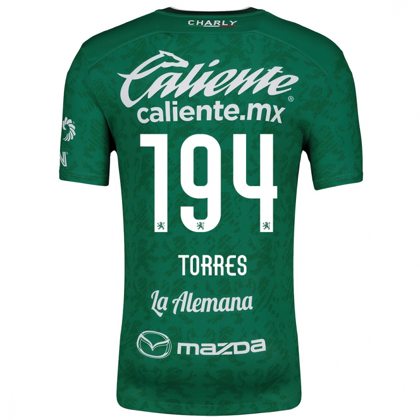 Homme Football Maillot Erick Torres #194 Vert Blanc Tenues Domicile 2024/25