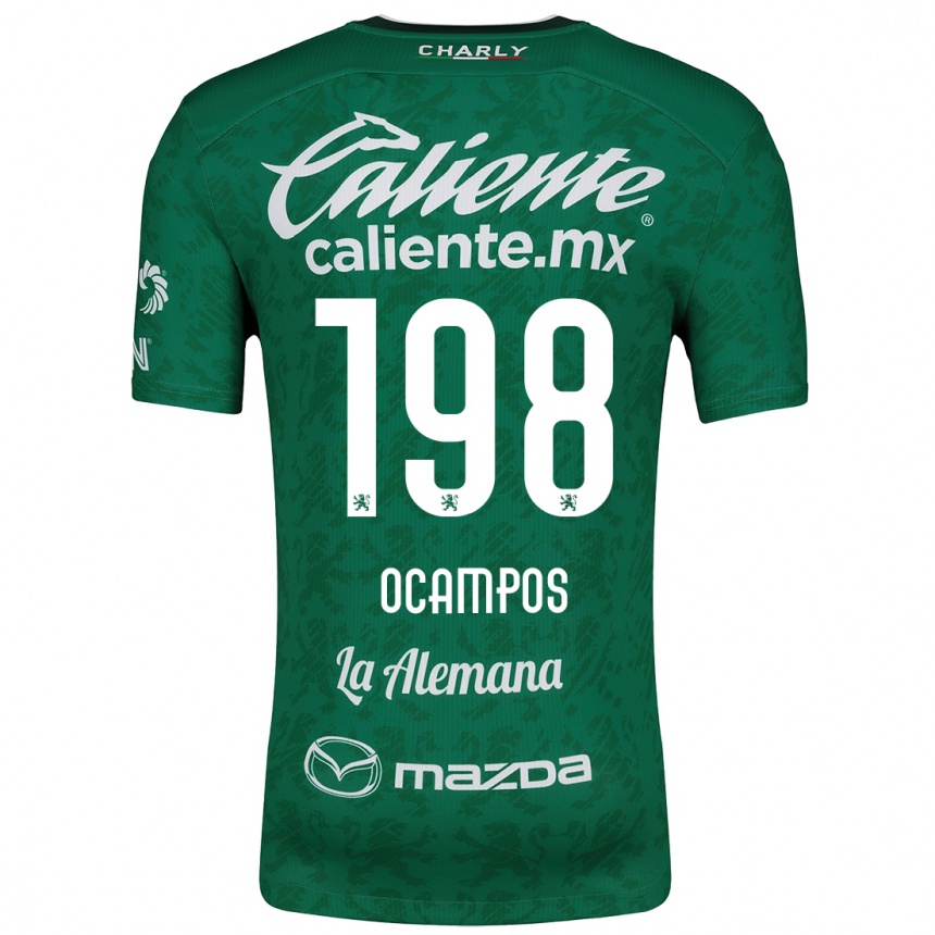 Homme Football Maillot Omar Ocampos #198 Vert Blanc Tenues Domicile 2024/25