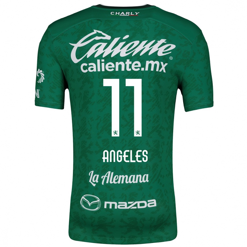 Homme Football Maillot Lizbeth Ángeles #11 Vert Blanc Tenues Domicile 2024/25