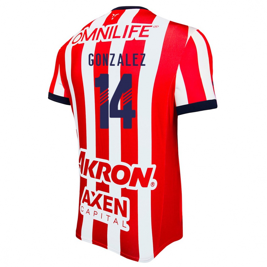 Homme Football Maillot Ivonne González #14 Rouge Blanc Bleu Tenues Domicile 2024/25