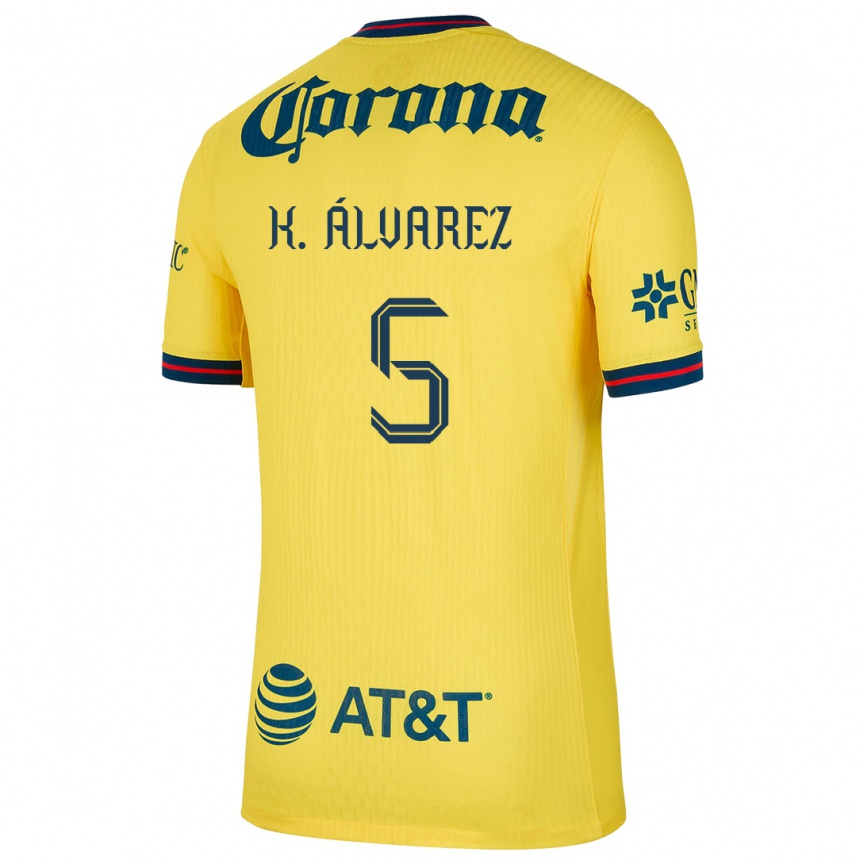 Homme Football Maillot Kevin Álvarez #5 Jaune Bleu Tenues Domicile 2024/25