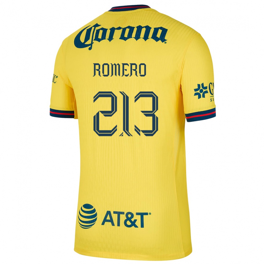 Homme Football Maillot Axel Romero #213 Jaune Bleu Tenues Domicile 2024/25