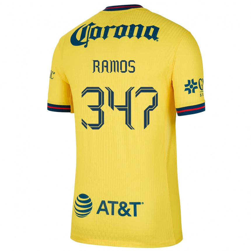 Homme Football Maillot Luis Ramos #347 Jaune Bleu Tenues Domicile 2024/25