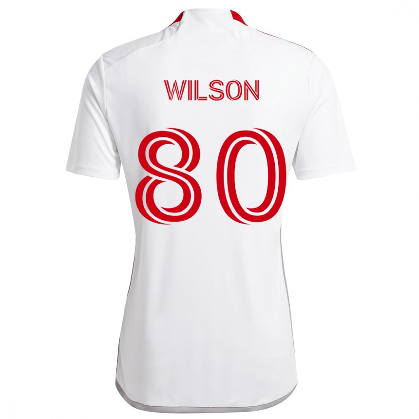 Homme Football Maillot Shafique Wilson #80 Blanc Rouge Tenues Extérieur 2024/25