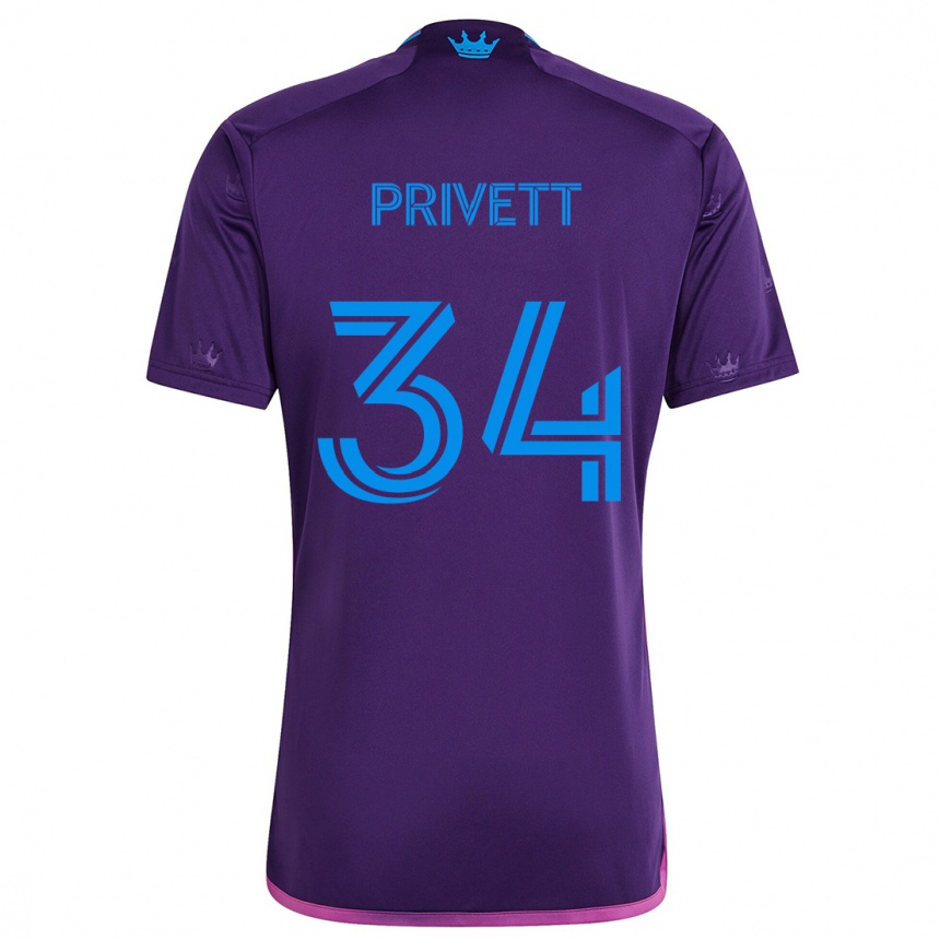 Homme Football Maillot Andrew Privett #34 Bleu Violet Tenues Extérieur 2024/25