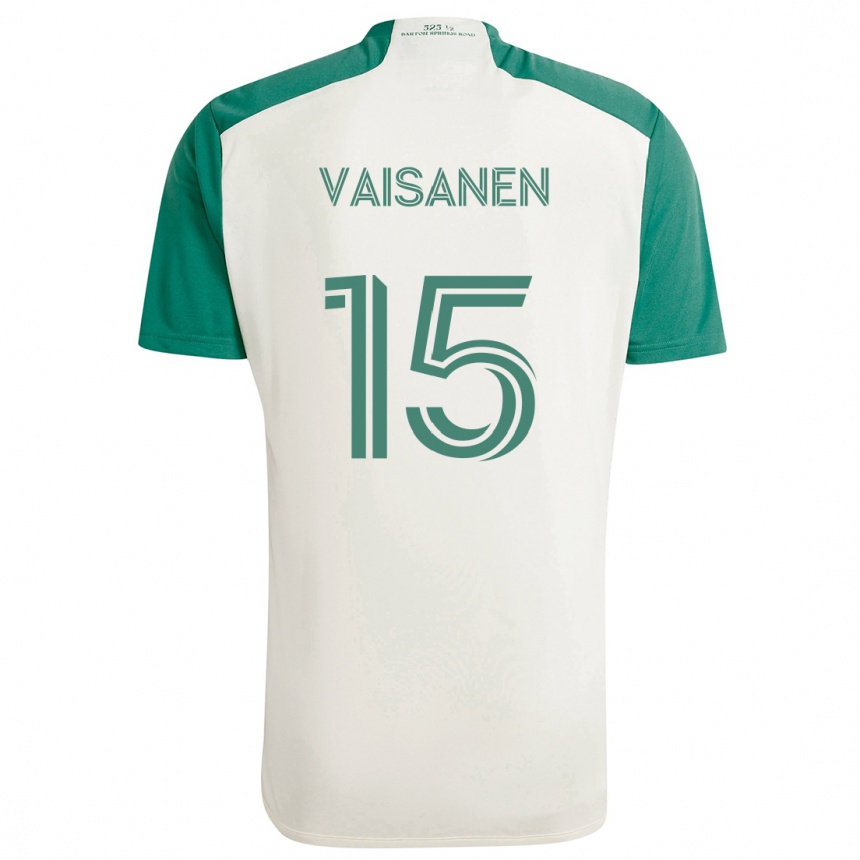 Homme Football Maillot Leo Väisänen #15 Couleurs Beiges Vert Tenues Extérieur 2024/25