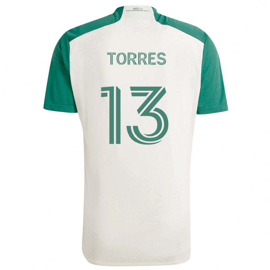 Homme Football Maillot Leo Torres #13 Couleurs Beiges Vert Tenues Extérieur 2024/25