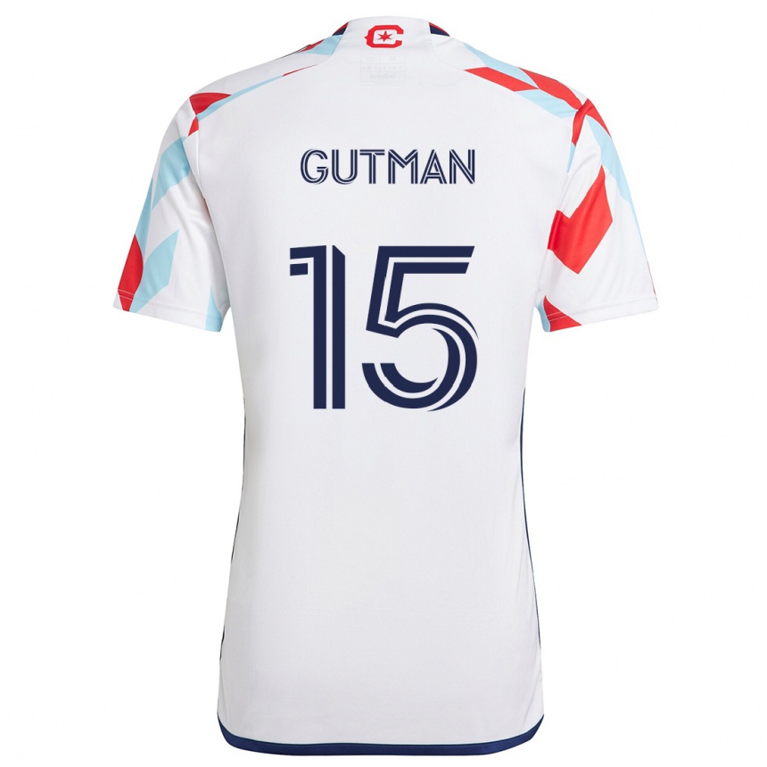 Homme Football Maillot Andrew Gutman #15 Blanc Rouge Bleu Tenues Extérieur 2024/25