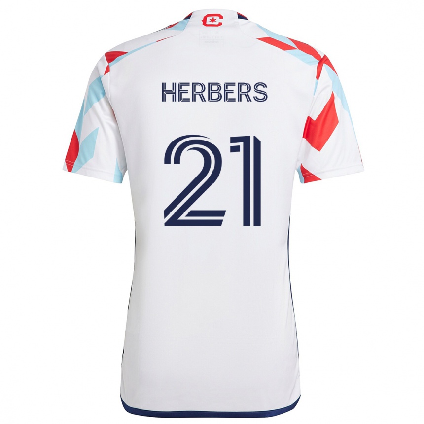 Homme Football Maillot Fabian Herbers #21 Blanc Rouge Bleu Tenues Extérieur 2024/25