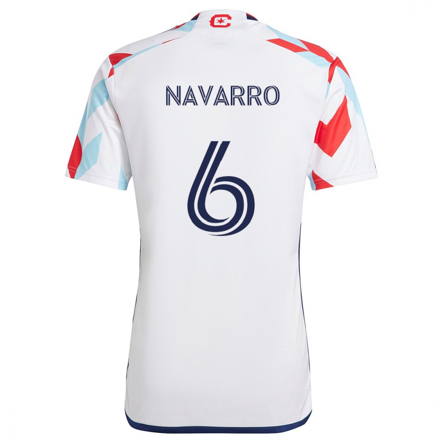 Homme Football Maillot Miguel Navarro #6 Blanc Rouge Bleu Tenues Extérieur 2024/25