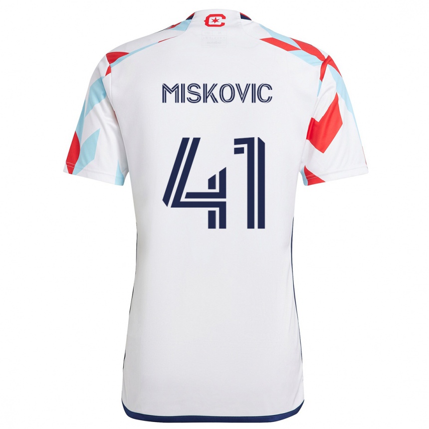 Homme Football Maillot Mihajlo Miskovic #41 Blanc Rouge Bleu Tenues Extérieur 2024/25