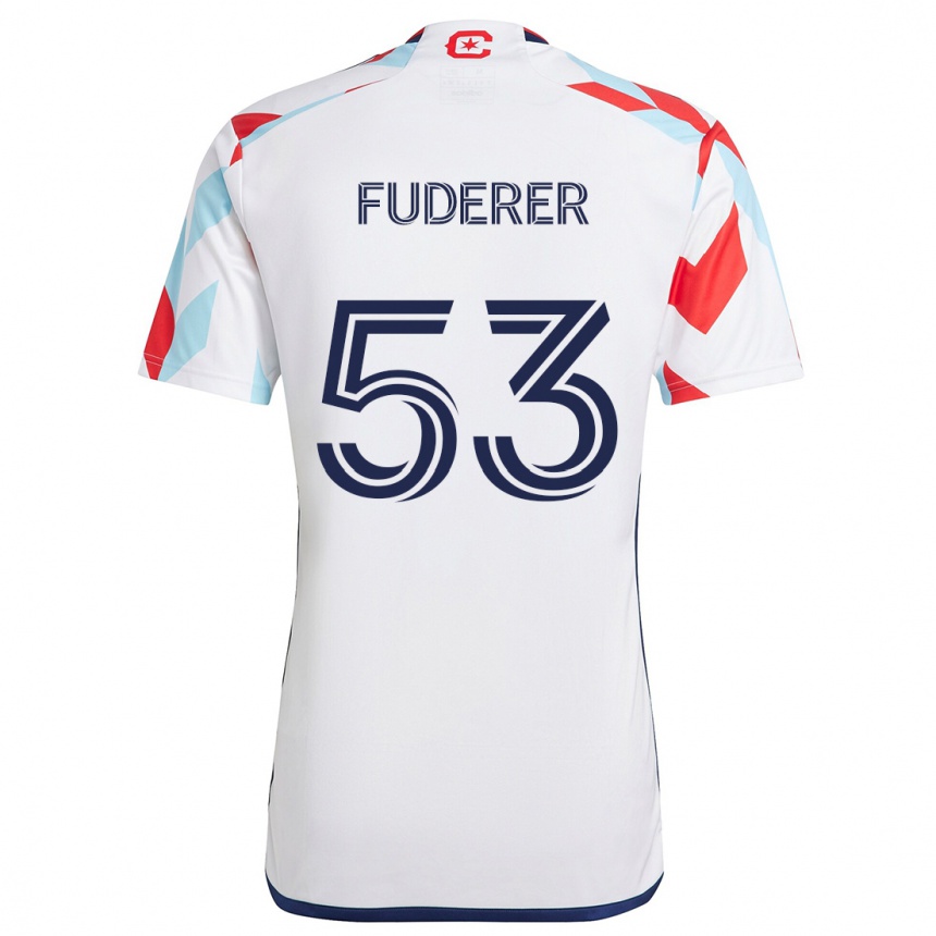 Homme Football Maillot Jake Fuderer #53 Blanc Rouge Bleu Tenues Extérieur 2024/25